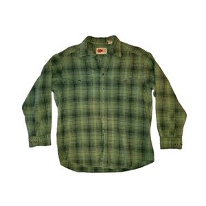 Field & Forest Green Plaid Long Sleeve Button Up Shirt Top Size Large